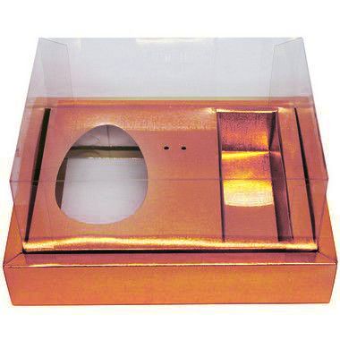Caixa Meio Ovo de Colher com Moldura 3 Bombons - 100g a 150g - 20x15x10cm - Metalizado Rosê Gold - 5un - Assk - Rizzo