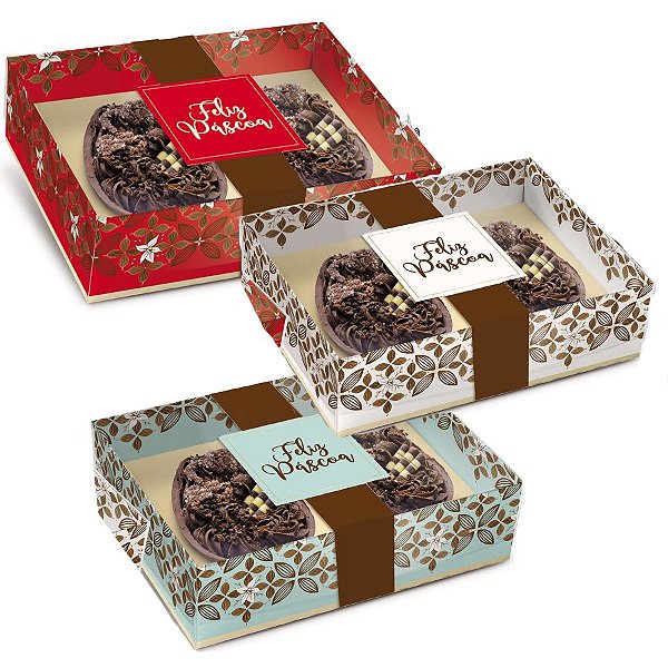 Caixa New Practice Dois Meio Ovo Mini 50g 14,5x11x4cm Chocolate Sortido - 06 unidades - Cromus Páscoa - Rizzo Embalagens