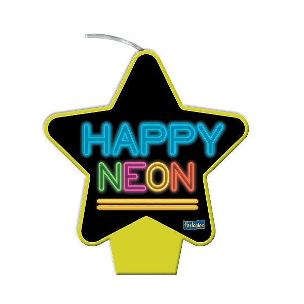 Vela Amarela Festa Neon - 1 unidade - Festcolor - Rizzo Embalagens e Festas