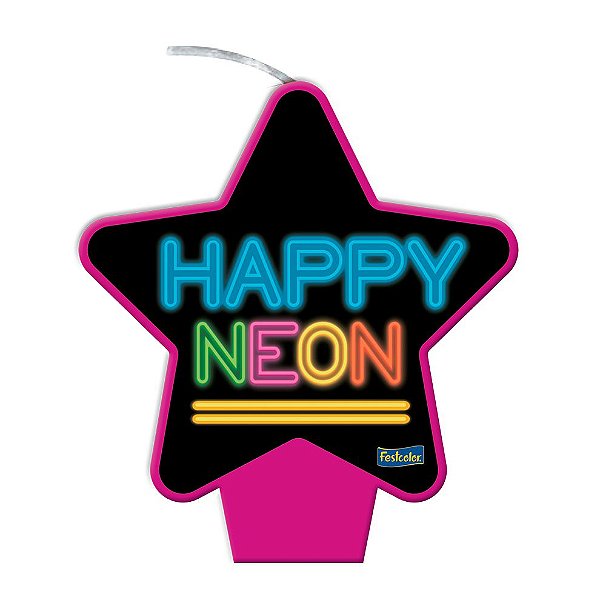 Vela Pink Festa Neon - 1 unidade - Festcolor - Rizzo Embalagens e Festas