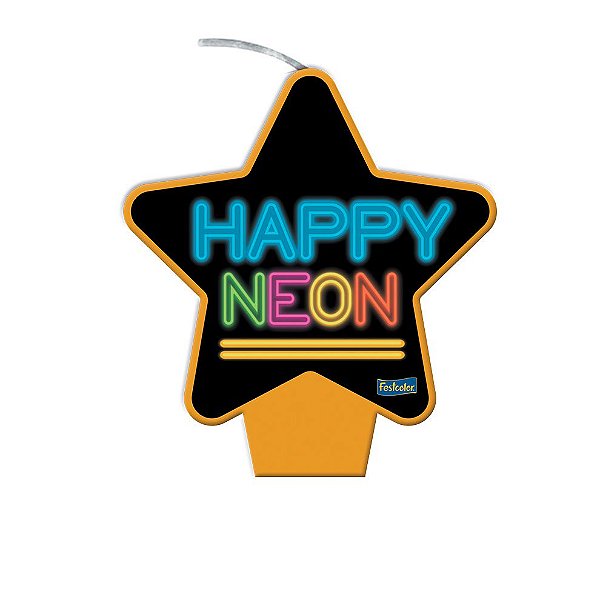 Vela Laranja Festa Neon - 1 unidade - Festcolor - Rizzo Embalagens e Festas