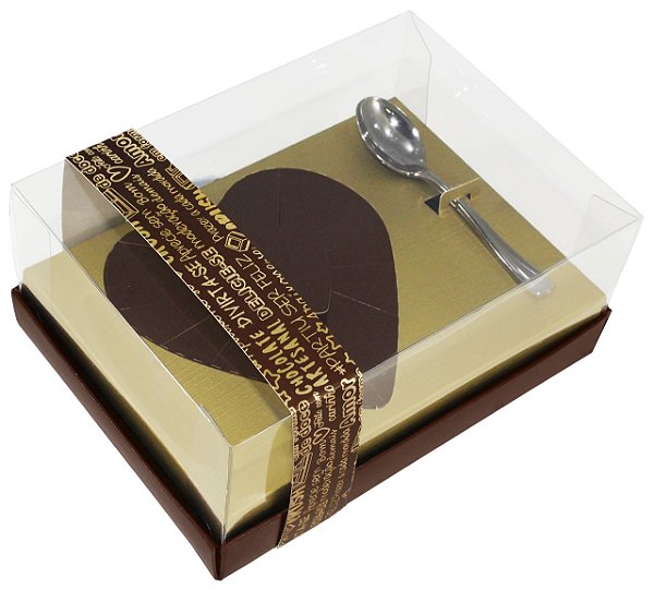 Caixa Ovo de Colher Coração de 250g - Classic Ouro Marrom  Cód 0655 - 05 unidades - Ideia Embalagens