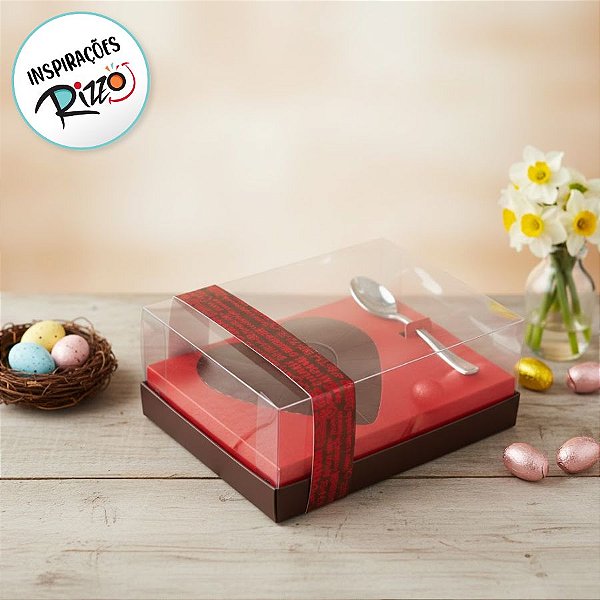 Caixa Ovo de Colher Coração de 250g - Classic Vermelha Cód 1402 - 05 unidades - Ideia Embalagens - Rizzo Embalagens