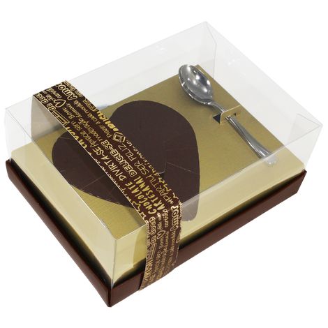 Caixa Ovo de Colher Coração de 500g - Classic Ouro Marrom - 05 unidades - Ideia Embalagens - Rizzo Embalagens