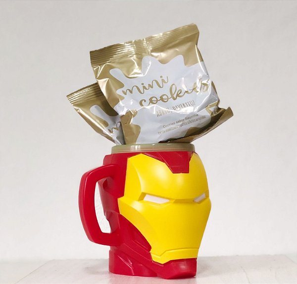 Kit Caneca 3D com Cookies - Homem de Ferro - 01 unidade - Cromus - Rizzo Embalagens