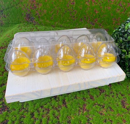 Caixa com 10 Mini Ovos de Plástico Amarelo e Transparente - Rizzo Embalagens