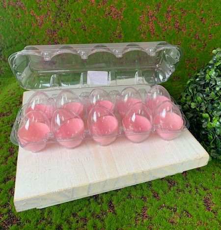 Caixa com 10 Mini Ovos de Plástico Rosa e Transparente - Rizzo Embalagens