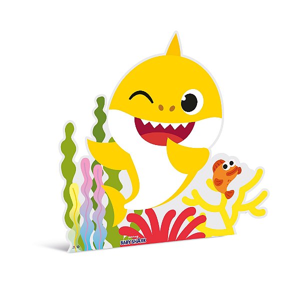 Silhueta De Chão Baby Shark Amarelo - Festa Baby Shark - 01 unidade - Cromus - Rizzo Festas