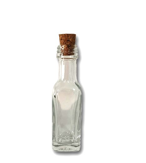 Garrafinha de Vidro Mini Whisky com Rolha 20ml - 8,5cm x 2cm - 01 unidade - Rizzo Embalagens