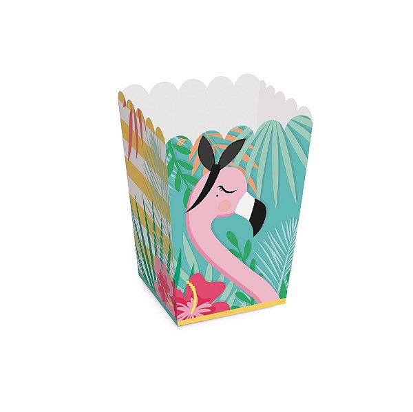 Caixa Pipoca - Festa Tropical Flamingo - 10 unidades - Cromus - Rizzo Festas