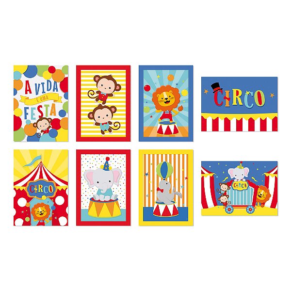 Cartaz Decorativo - Festa Circo 2 - 08 unidades - Cromus - Rizzo Festas