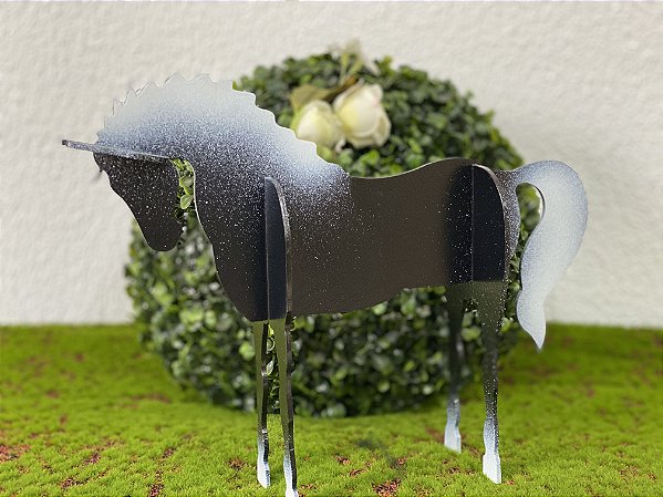 R25 -Decoração de MDF - Cavalo Preto- 01 Unidade - Mara Moveis - Rizzo Festas
