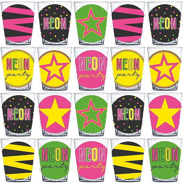 Copinho para Doces 40ml Festa Neon - 20 unidades - Rizzo Festas