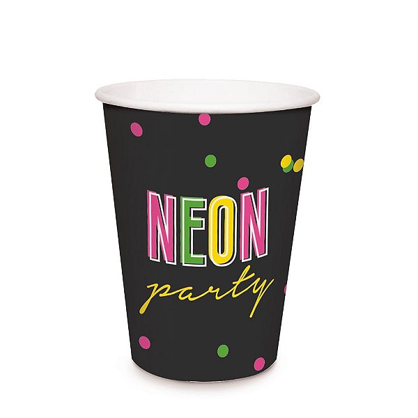 Copo de Papel 240ml - Festa Neon - 08 unidades - Cromus - Rizzo Festas