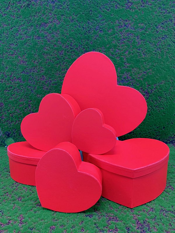Kit Caixa Rígida Coração Vermelho - 06 Unidades - Rizzo Embalagens