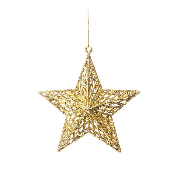 Enfeite para Pendurar Estrela Ouro Tam P 18cm - 01 unidade - Cromus Natal - Rizzo Embalagens