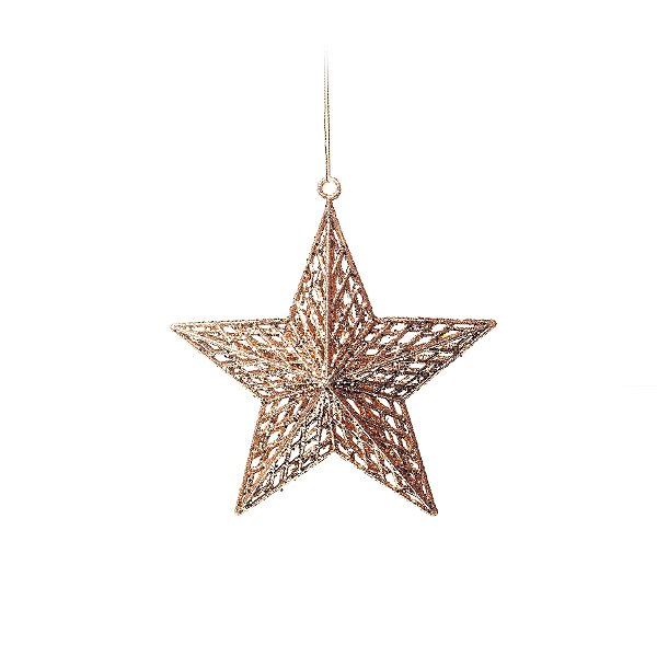 Enfeite para Pendurar Estrela Rose Gold Tam P 20cm - 01 unidade - Cromus Natal - Rizzo Embalagens