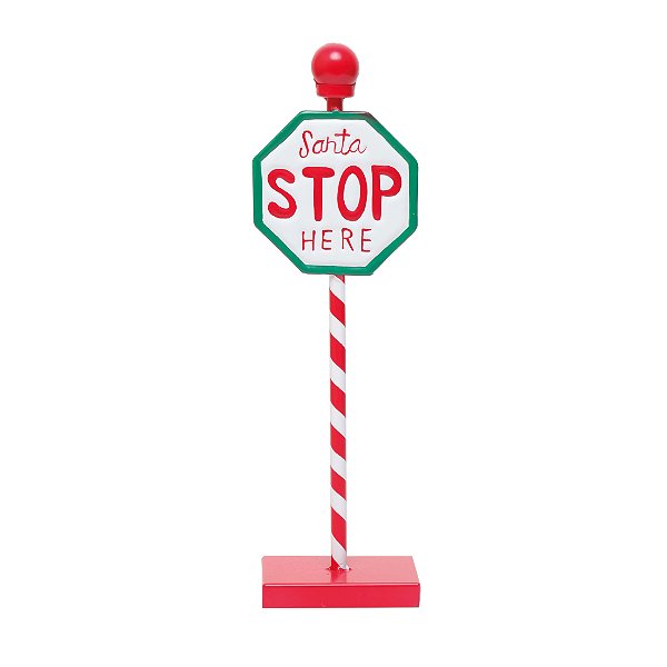Placa Santa Stop Here Natal Vermelho 35cm - 01 unidade - Cromus Natal - Rizzo Embalagens