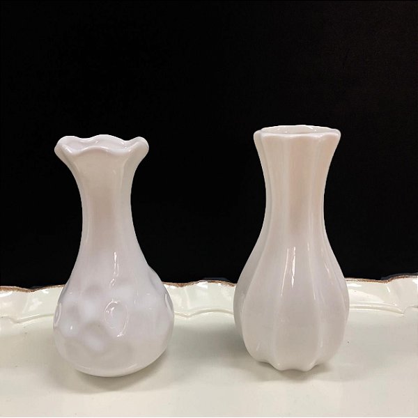 Mini Vasos de Cerâmica Branco - 02 Unidades - ArtLille - Rizzo Festas