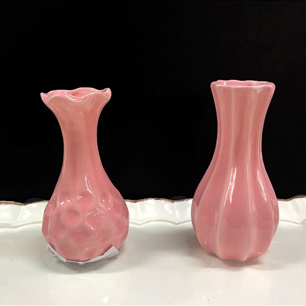 Mini Vasos de Cerâmica Rosa - 02 Unidades - ArtLille - Rizzo Festas