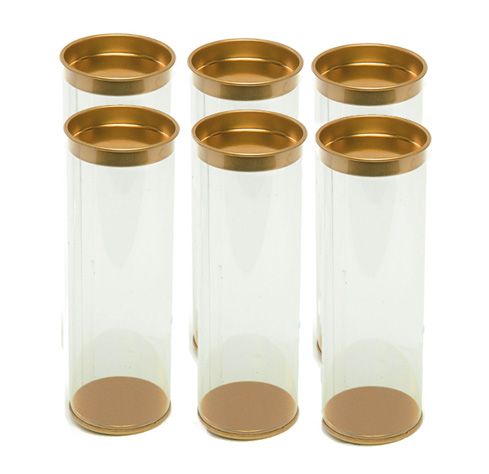 Tubo Slim PET Com Tampa Dourado - 06 Unidades - ArtGift - Rizzo Embalagens