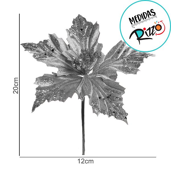 Poinsétia Decorativa - Rosa com Glitter Dourado - 20cm - 1 unidade - Cromus - Rizzo