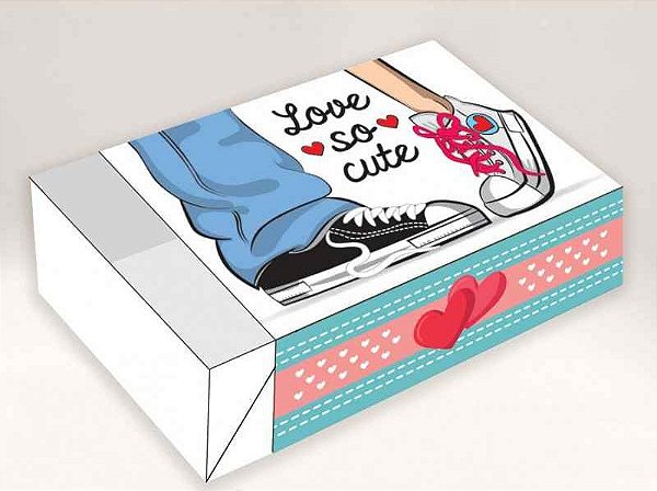 Caixa Divertida para 6 doces Love Cute Ref. 517 - 10 unidades - Erika Melkot Rizzo Embalagens