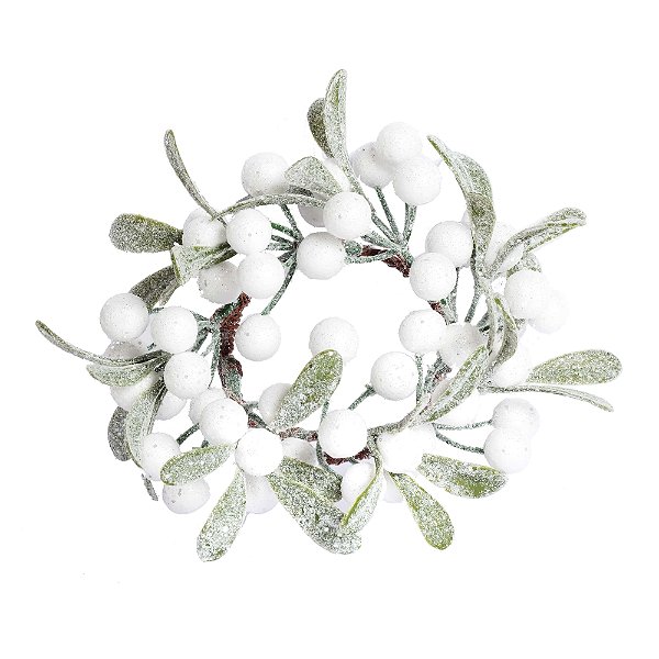 Guirlanda Folhas Frutas Branco/Verde - 01 unidade - Cromus Natal - Rizzo Embalagens