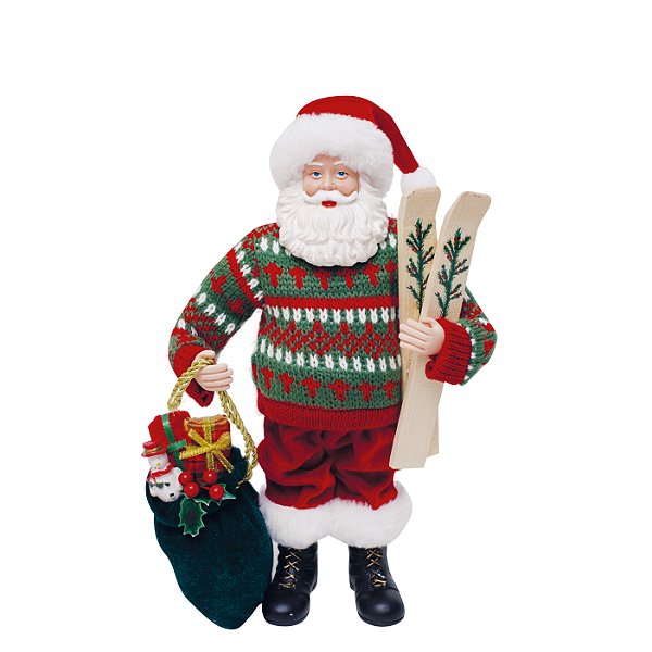 Noel Decorativo com Esqui 28cm - 01 unidade - Cromus Natal - Rizzo Embalagens