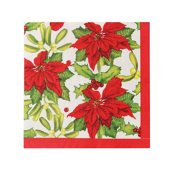 Guardanapo de Papel Natal Poinsettia 32,5cm - 20 folhas - Cromus Natal - Rizzo Embalagens