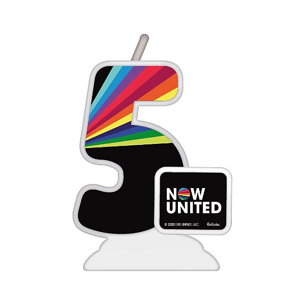 Vela Temática Festa Now United N°5 - 01 Unidade - Festcolor - Rizzo Festas