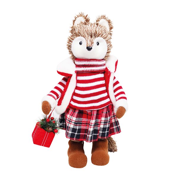 Raposa Saia Xadrez 42cm - 01 unidade - Cromus Natal - Rizzo Embalagens