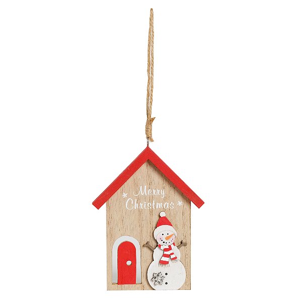 Casinha para Pendurar com Boneco de Neve 11cm - 01 unidade - Cromus Natal - Rizzo Embalagens