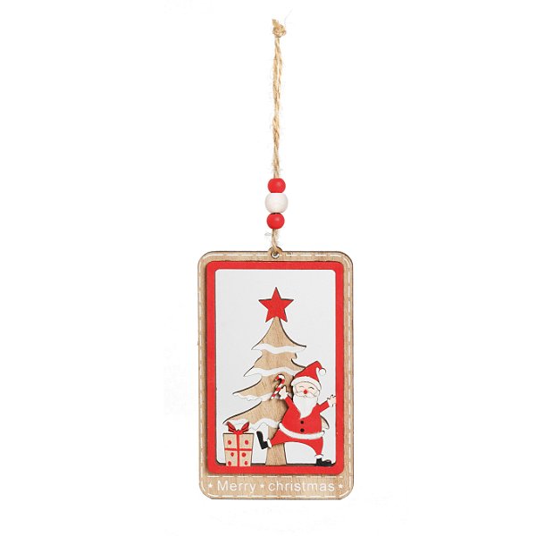 Enfeite para Pendurar Noel e Pinheiro em Madeira 11cm - 01 unidade - Cromus Natal - Rizzo