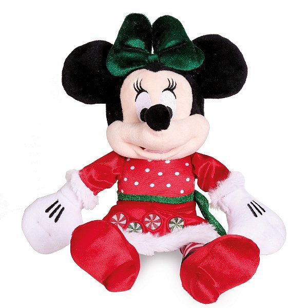 Minnie Pelúcia Vestido Vermelho/Verde 35cm Natal Disney - Cromus Natal - Rizzo Embalagens
