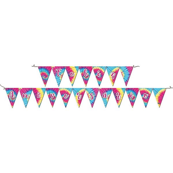 Faixa Feliz Aniversário Festa Tie Dye - 01 Unidade - Festcolor - Rizzo Festas