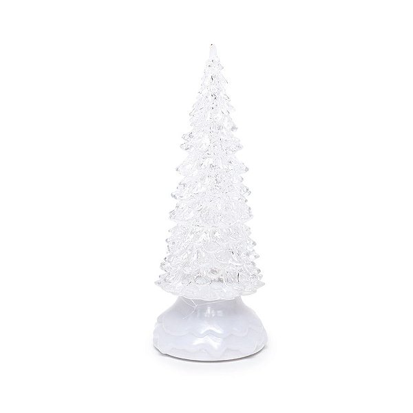 Pinheiro Decorativo Incolor com Led Branco 22cm - 01 unidade - Cromus Natal - Rizzo Embalagens