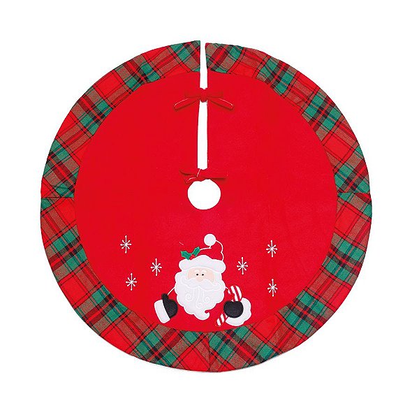 Saia para Árvore Xadrez Noel Vermelho e Verde 70cm - 01 unidade - Cromus Natal - Rizzo Embalagens