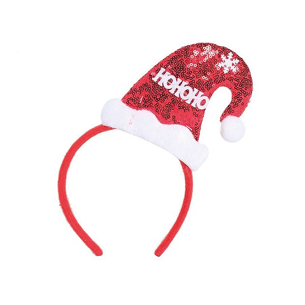 Tiara com Gorro Noel Vermelho e Branco HoHoHo - 01 unidade - Cromus Natal - Rizzo Embalagens
