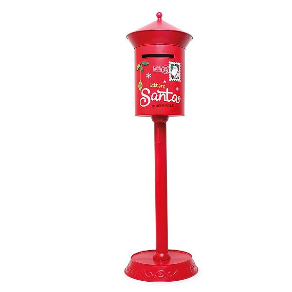 Caixa Correio Decorativa Vermelho 123cm - 01 unidade - Wonderland - Cromus Natal - Rizzo Embalagens