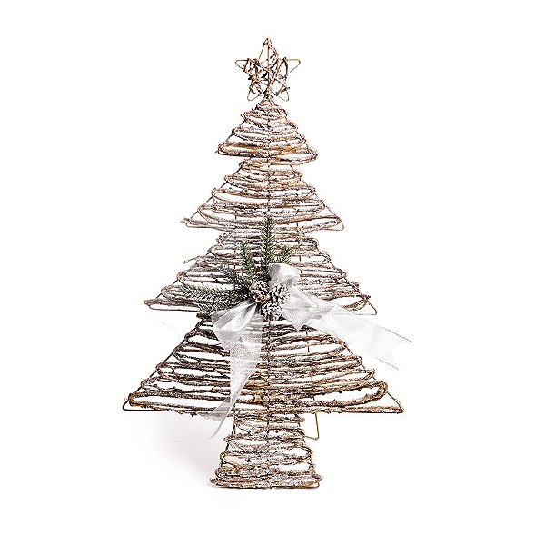 Árvore com Laço e Estrela Natural 70cm - 01 unidade - Cromus Natal - Rizzo Embalagens