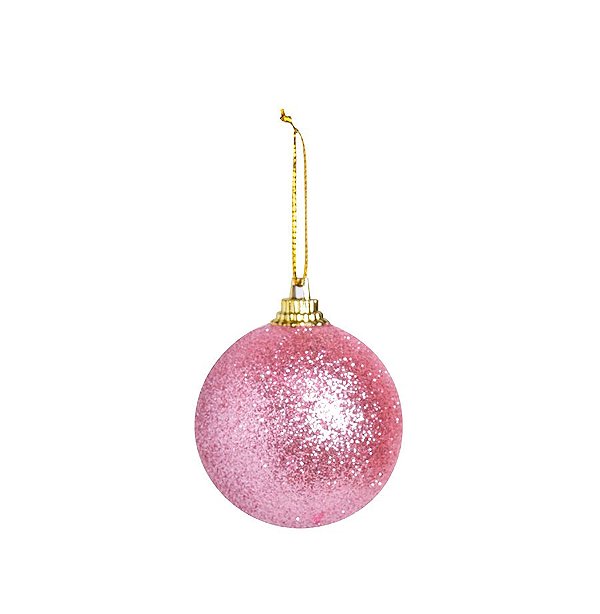 Bola Glitter Rosa 04cm - 12 unidades - Cromus Natal - Rizzo Embalagens