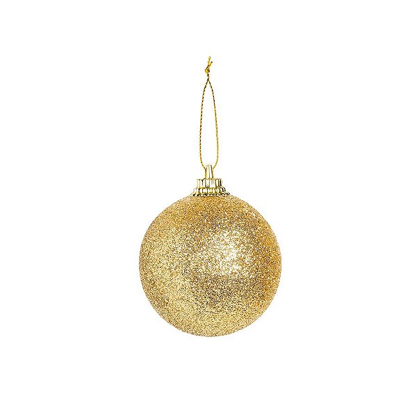 Bola Glitter Ouro 04cm - 12 unidades - Cromus Natal - Rizzo Embalagens