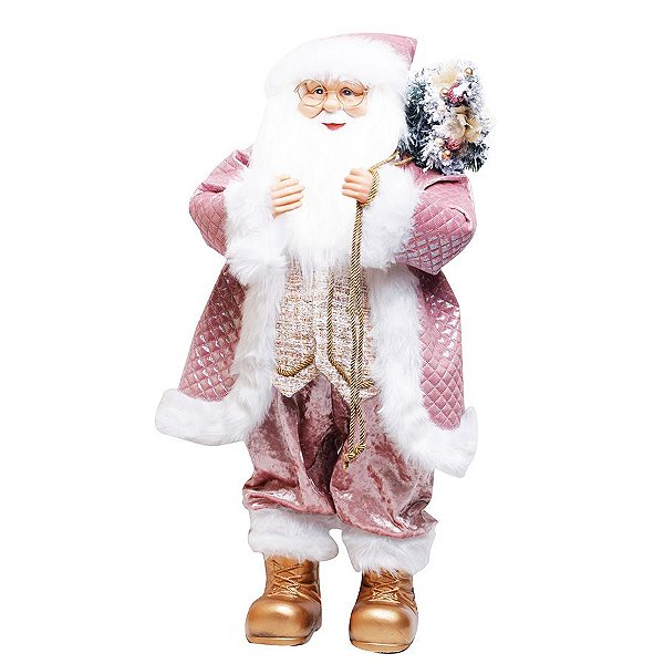 Noel em Pé Rosa e Branco 82cm - 01 unidade - Cromus Natal - Rizzo Embalagens