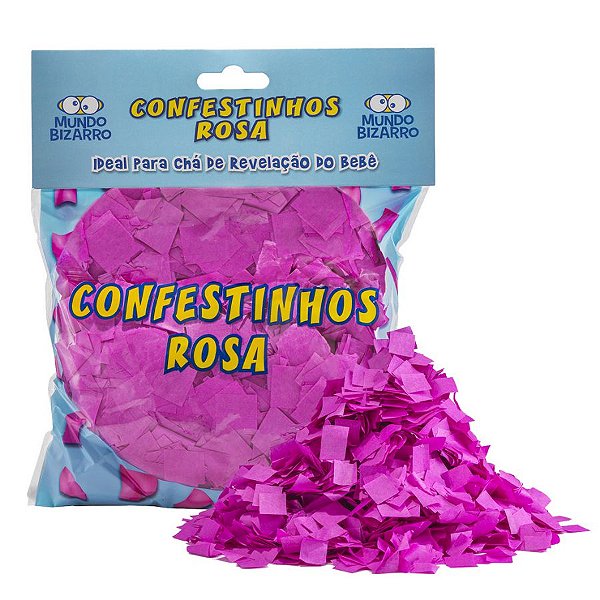 Lança Confete Confestinhos Rosa - 120g - Mundo Bizarro​