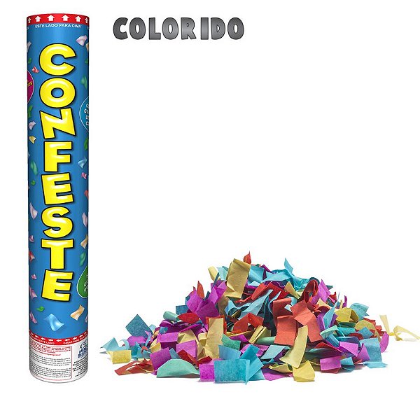 Lança Confete Confeste Crepom Colorido - 30 cm -  Mundo Bizarro​
