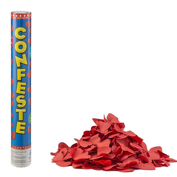 Lança Confete Confeste Crepom Coração Vermelho - 40 cm -  Mundo Bizarro