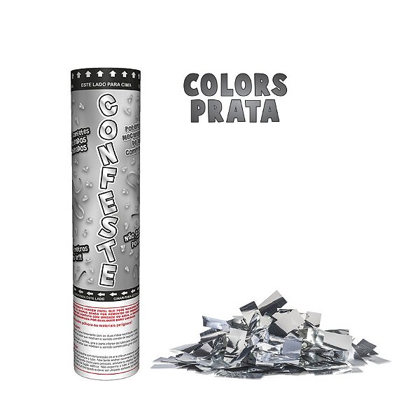 Lança Confete Confeste Laminado Colors Prata- 20 cm -  Mundo Bizarro​