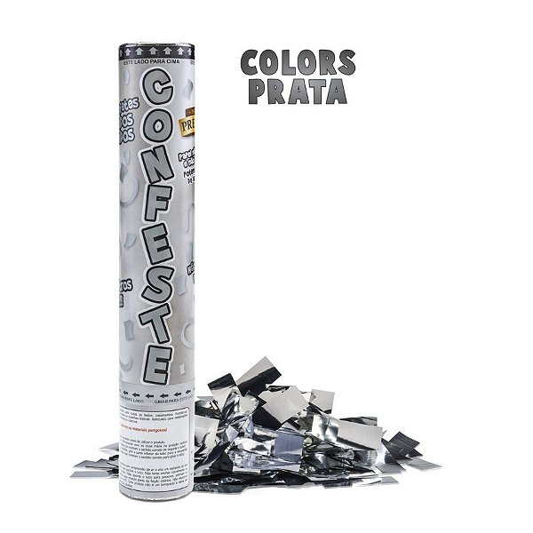 Lança Confete Confeste Laminado Colors Prata- 30 cm - Mundo Bizarro​
