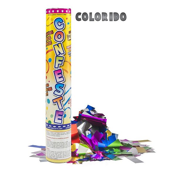 Lança Confete Confeste Laminado Colors Colorido- 30 cm - Mundo Bizarro